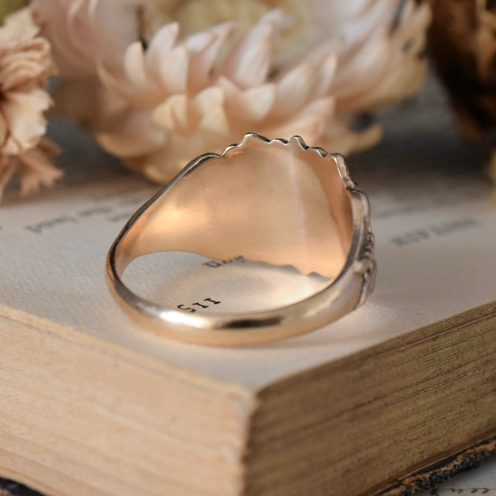 Vintage Australian 9ct Rose Gold Unisex Signet Ring By ‘Rodd’ Circa 1948