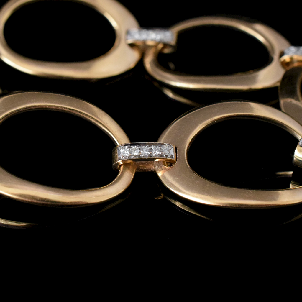 Modern 9ct Yellow Gold And Diamond Bracelet