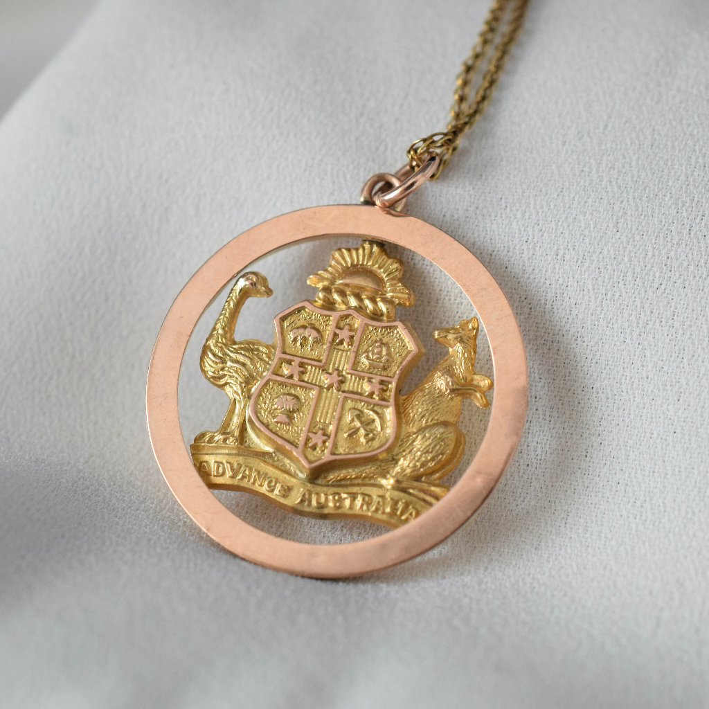 Antique Australia Willis and Sons 9ct ‘Advance Australia’ Pendant Circa 1908