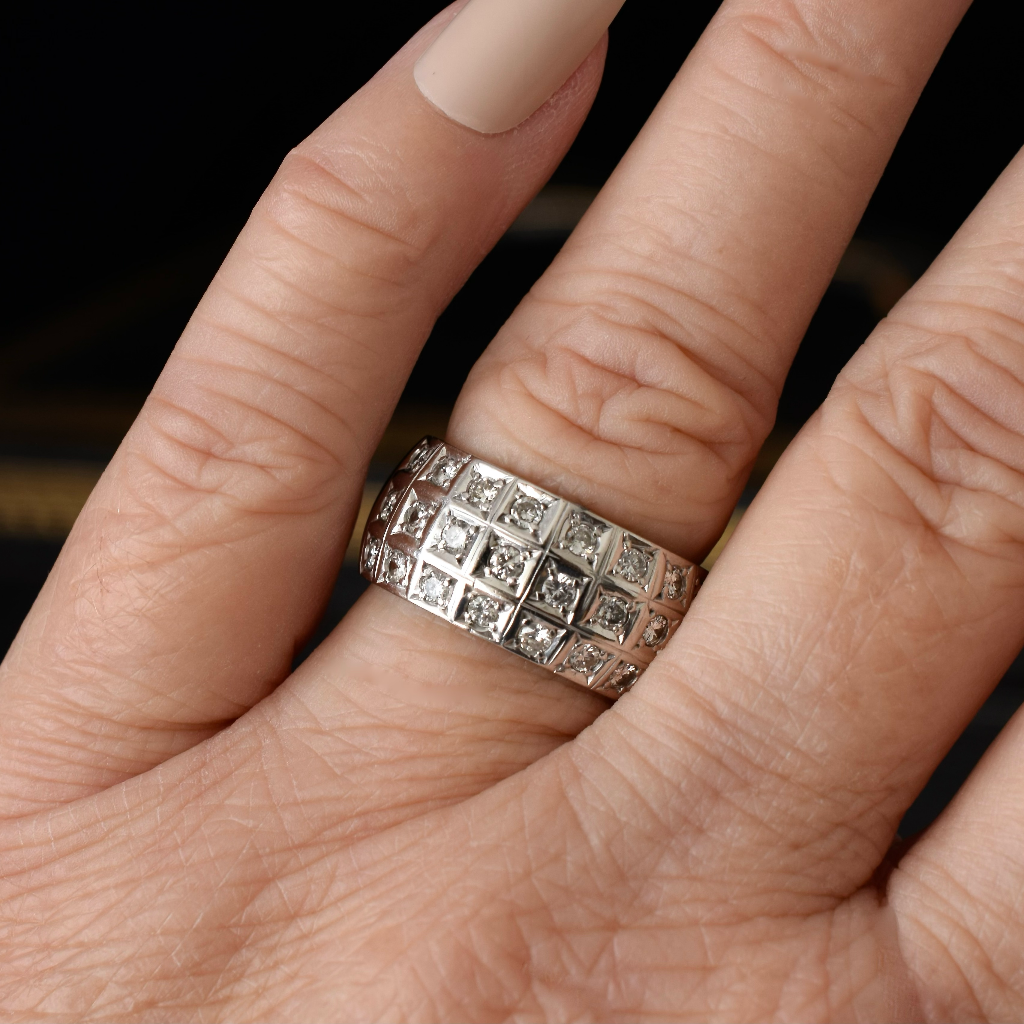 Modern 18ct Yellow And White Gold Diamond Cigar Band 0.60ct