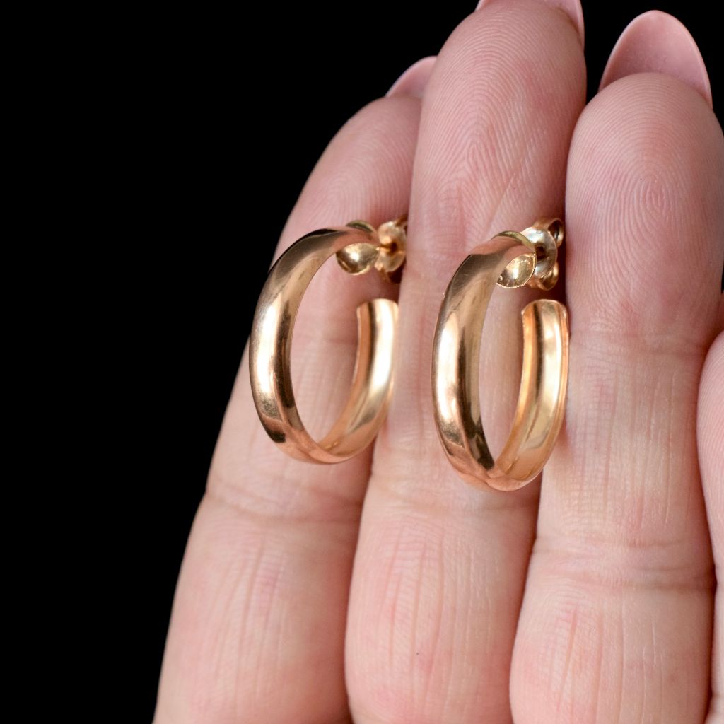 Modern 9ct Rose Gold Hoop Earrings