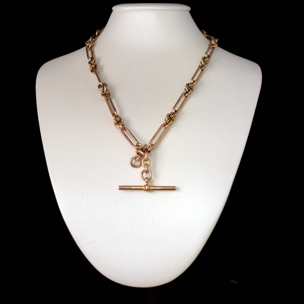 Antique ‘Rolled Gold’ Fetter and Knot Fob Watch Chain Circa 1910