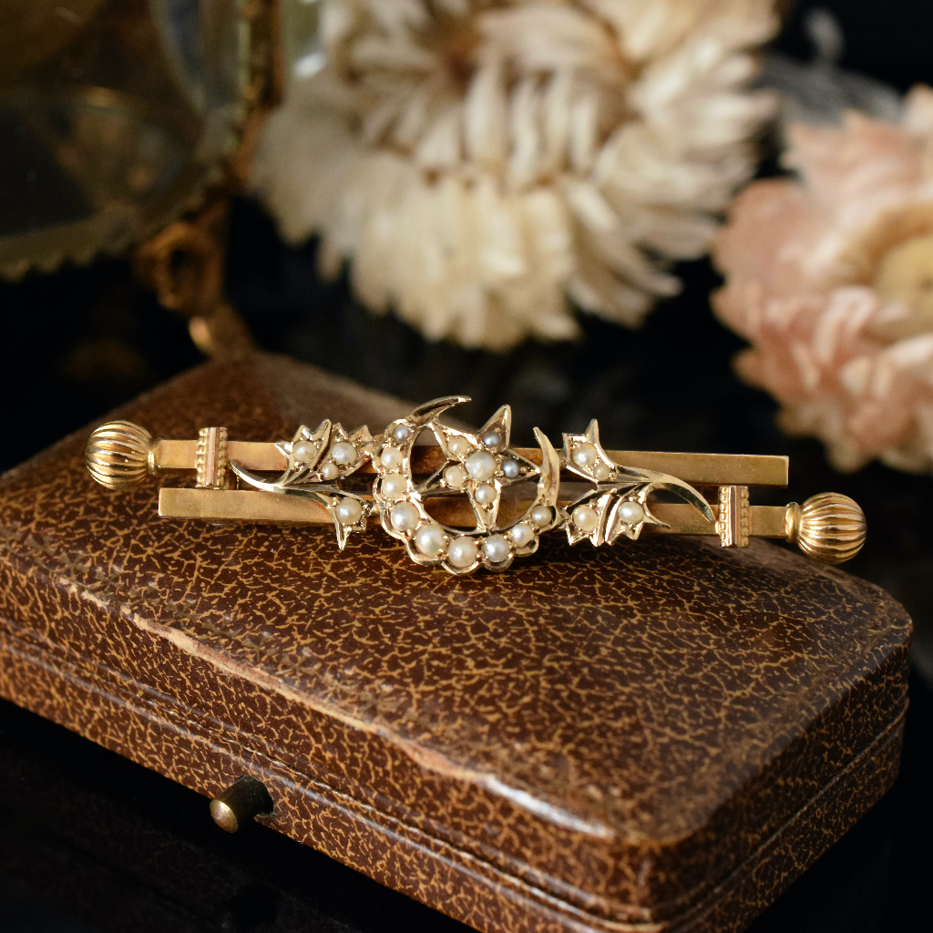 Antique Australian 15ct Seed Pearl Brooch By Duggin And Shappere Circa 1900