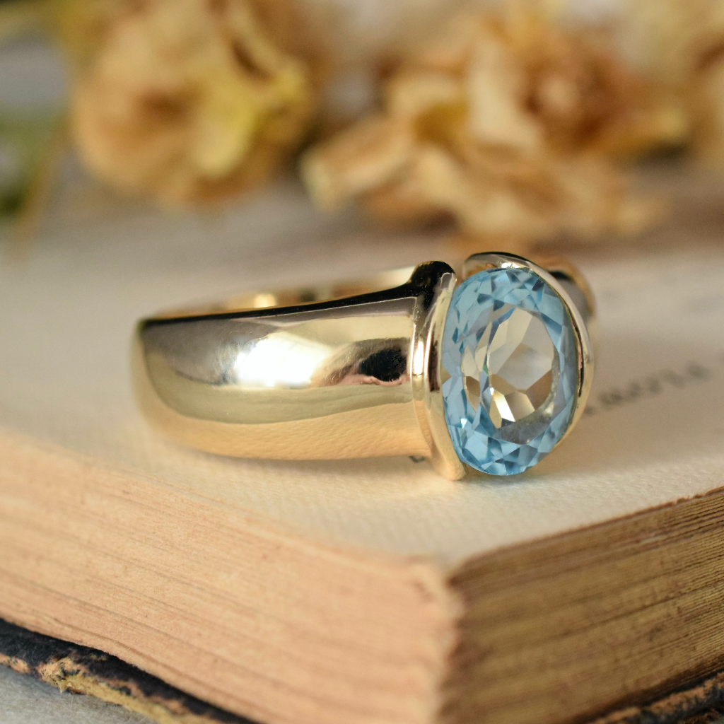 Modern 9ct Yellow Gold Topaz Solitaire Ring