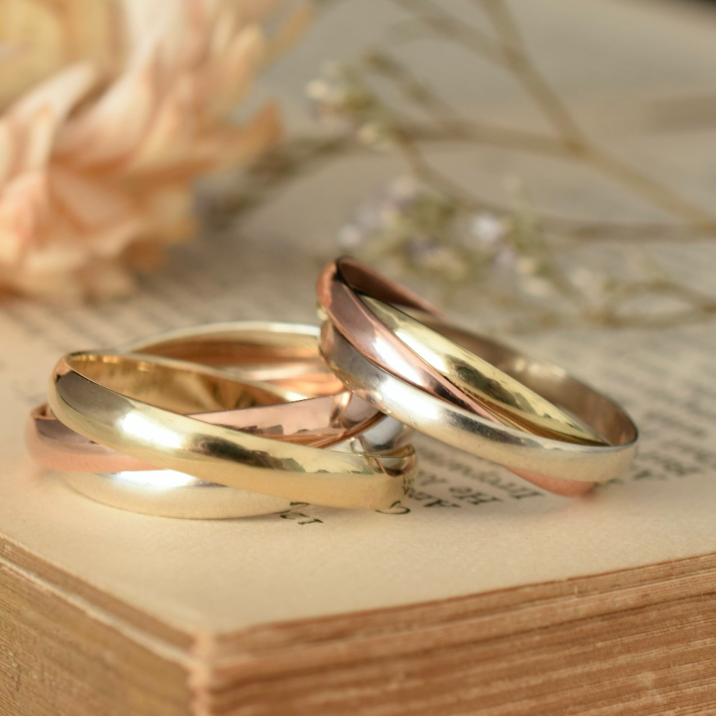 Modern 9ct Tri-Colour Russian Wedding / Trinity Ring