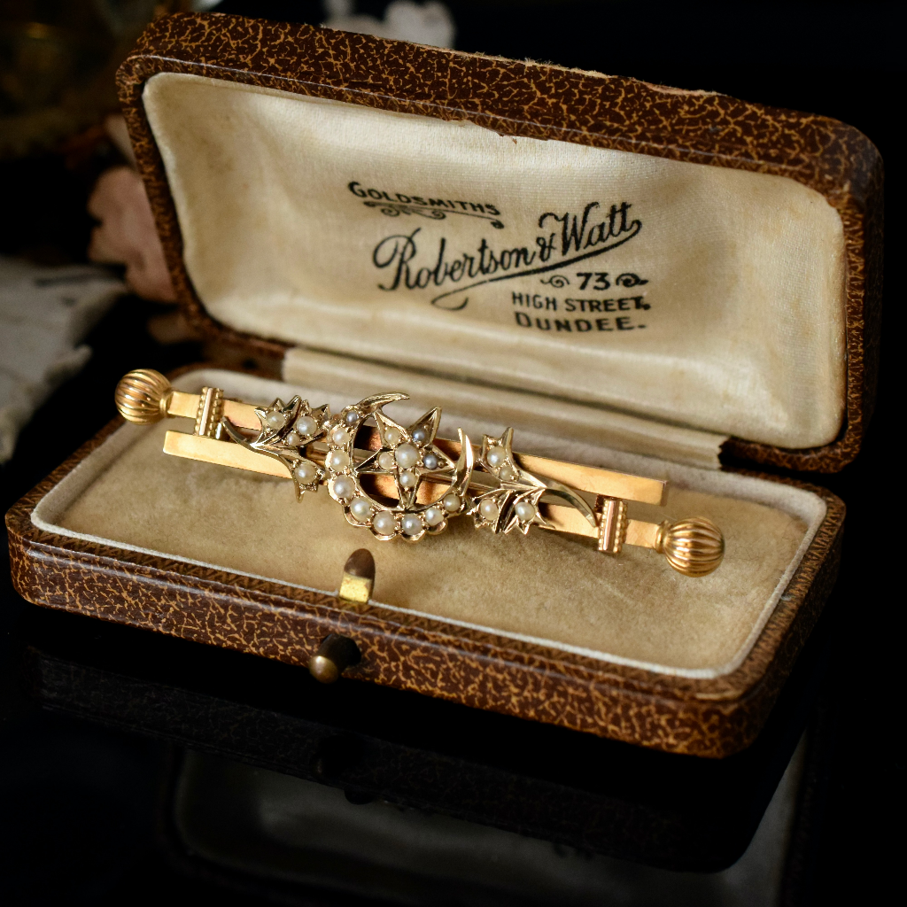 Antique Australian 15ct Seed Pearl Brooch By Duggin And Shappere Circa 1900