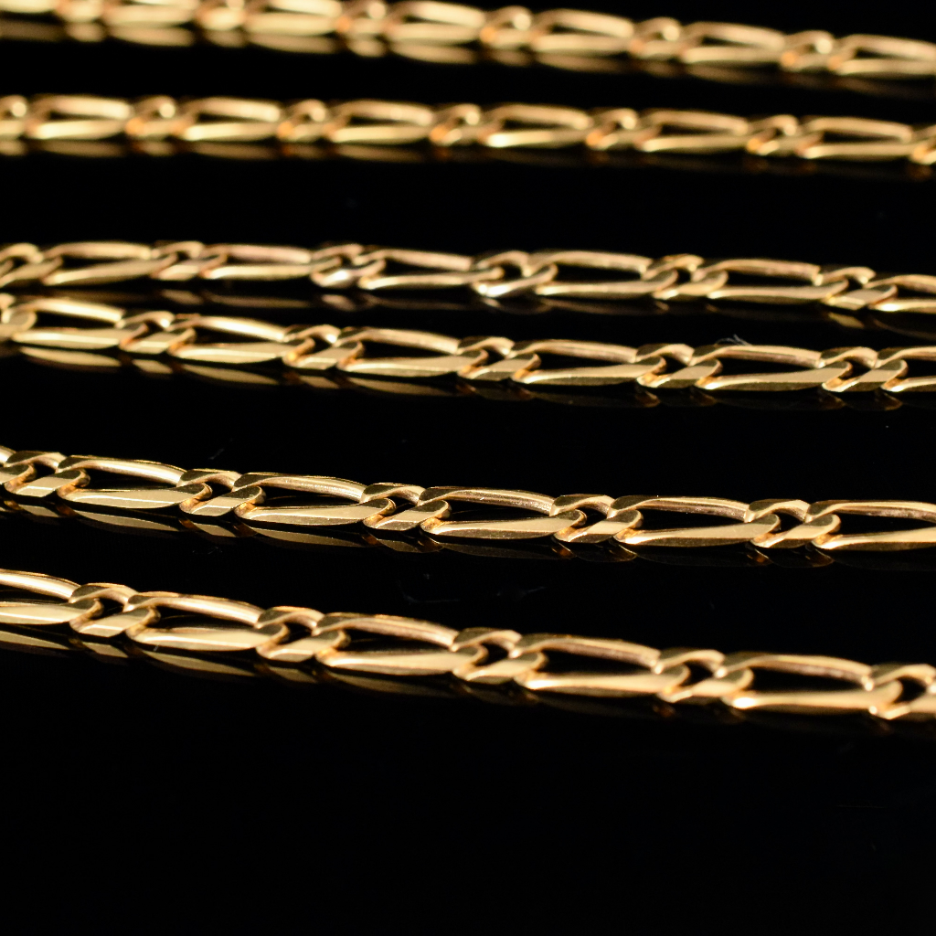 Modern 9ct Yellow Gold Figaro Chain Necklace 80cm