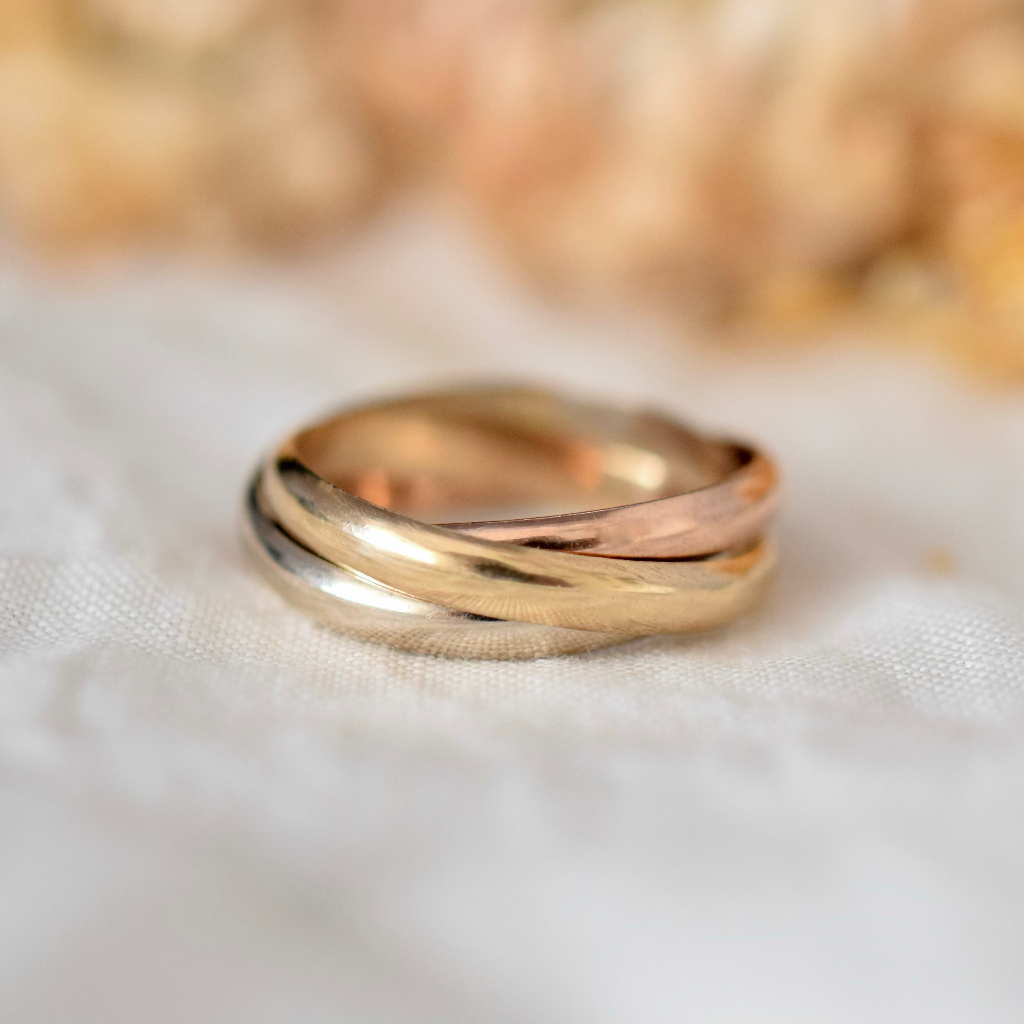 Modern 9ct Tri-Colour Russian Wedding / Trinity Ring