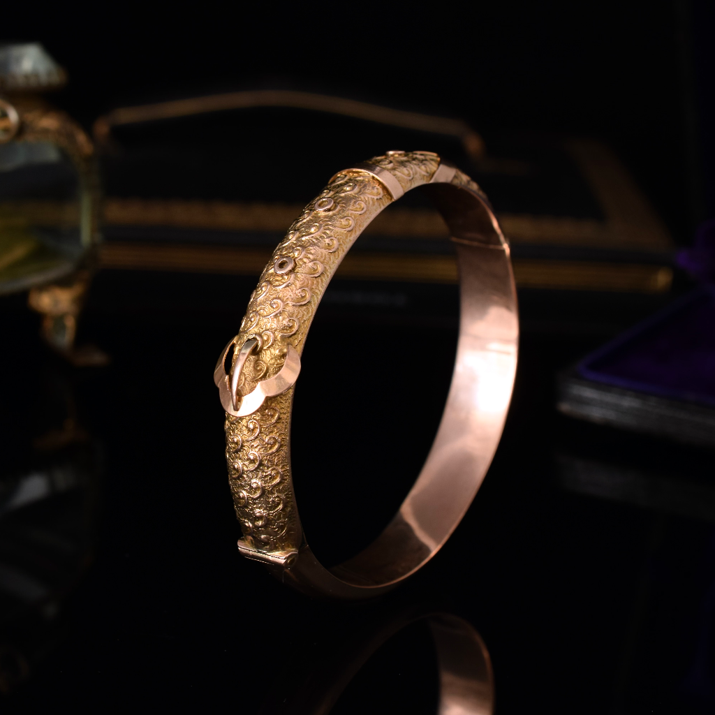 Antique Australian 9ct Rose Gold Buckle Bangle ‘Aronson & Co.’ Circa 1910