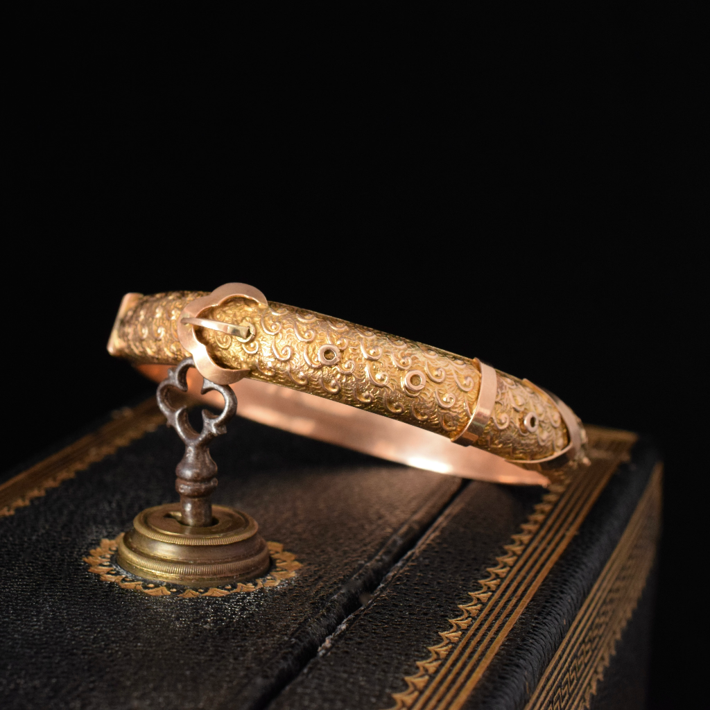 Antique Australian 9ct Rose Gold Buckle Bangle ‘Aronson & Co.’ Circa 1910