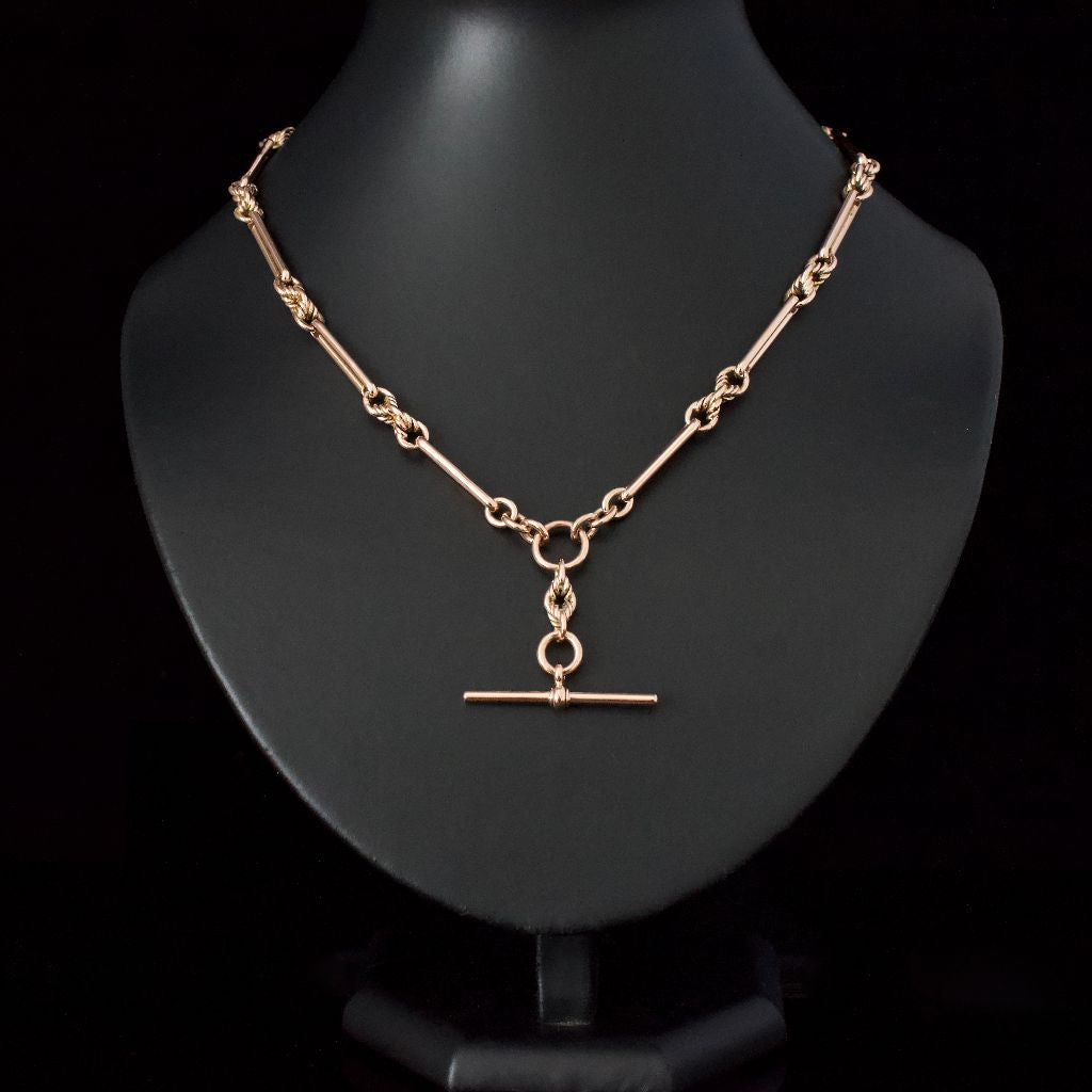 Antique 9ct Rose Gold Double Albert Watch Chain 42.9 Grams