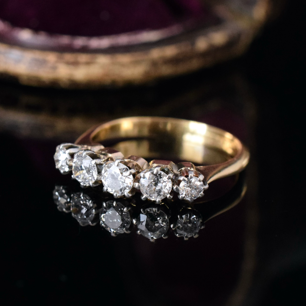 Antique Australian 18ct Gold Five Diamond Half Hoop Ring By William Dunkling Independent Valuation Included $5000 AUD