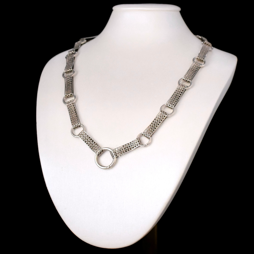 Antique Victorian Sterling Silver Locket Circa 1890 And Vintage Sterling Bookchain