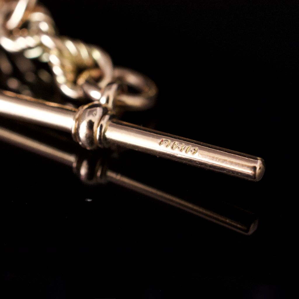 Antique 9ct Rose Gold Double Albert Watch Chain 42.9 Grams