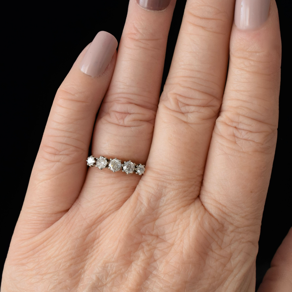 Antique Australian 18ct Gold Five Diamond Half Hoop Ring By William Dunkling Independent Valuation Included $5000 AUD