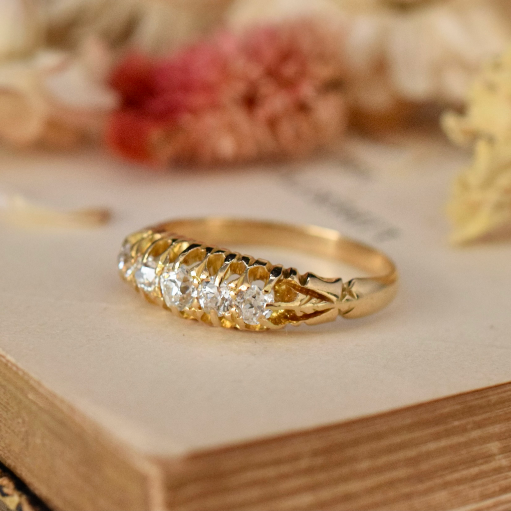Antique 18ct Yellow Gold Five Stone Diamond Ring Circa 1900 Independent Insurance Valuation Included With Purchase $4500.00 AUD