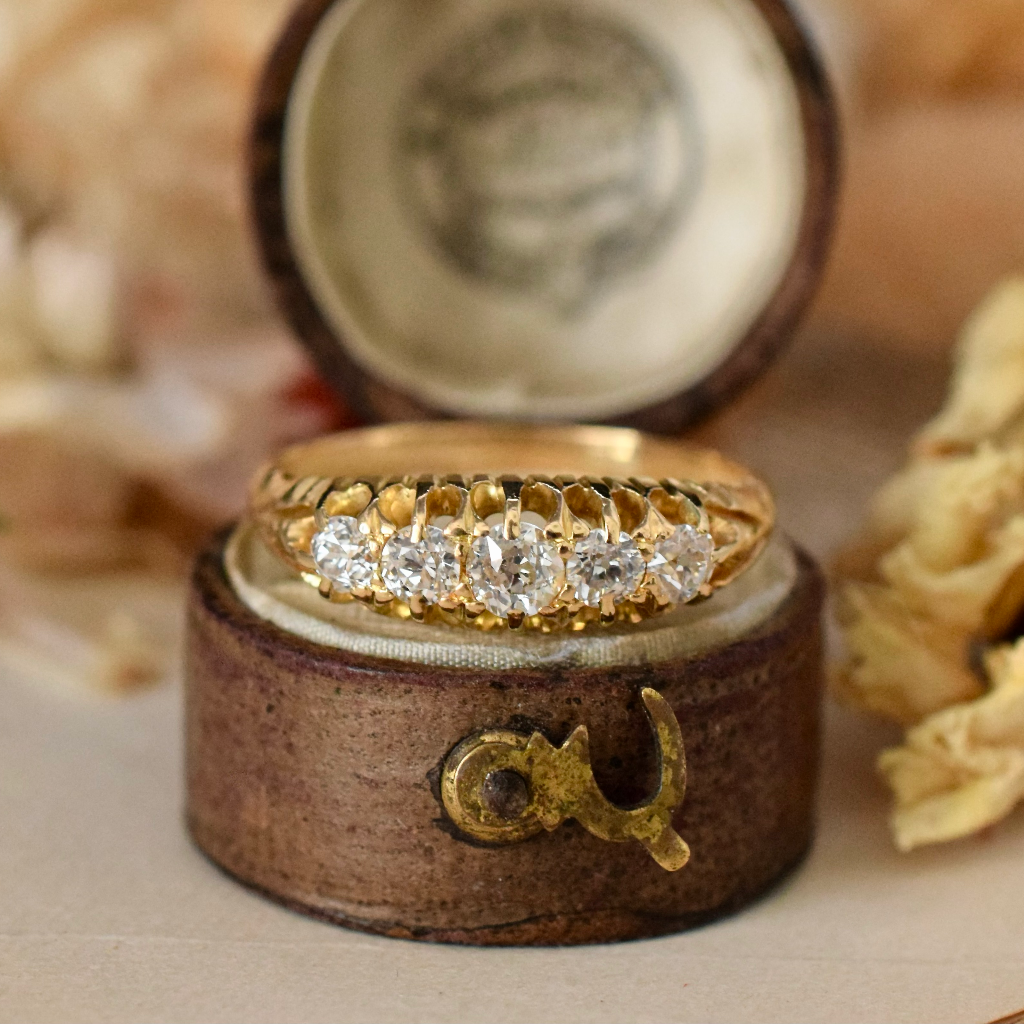 Antique 18ct Yellow Gold Five Stone Diamond Ring Circa 1900 Independent Insurance Valuation Included With Purchase $4500.00 AUD