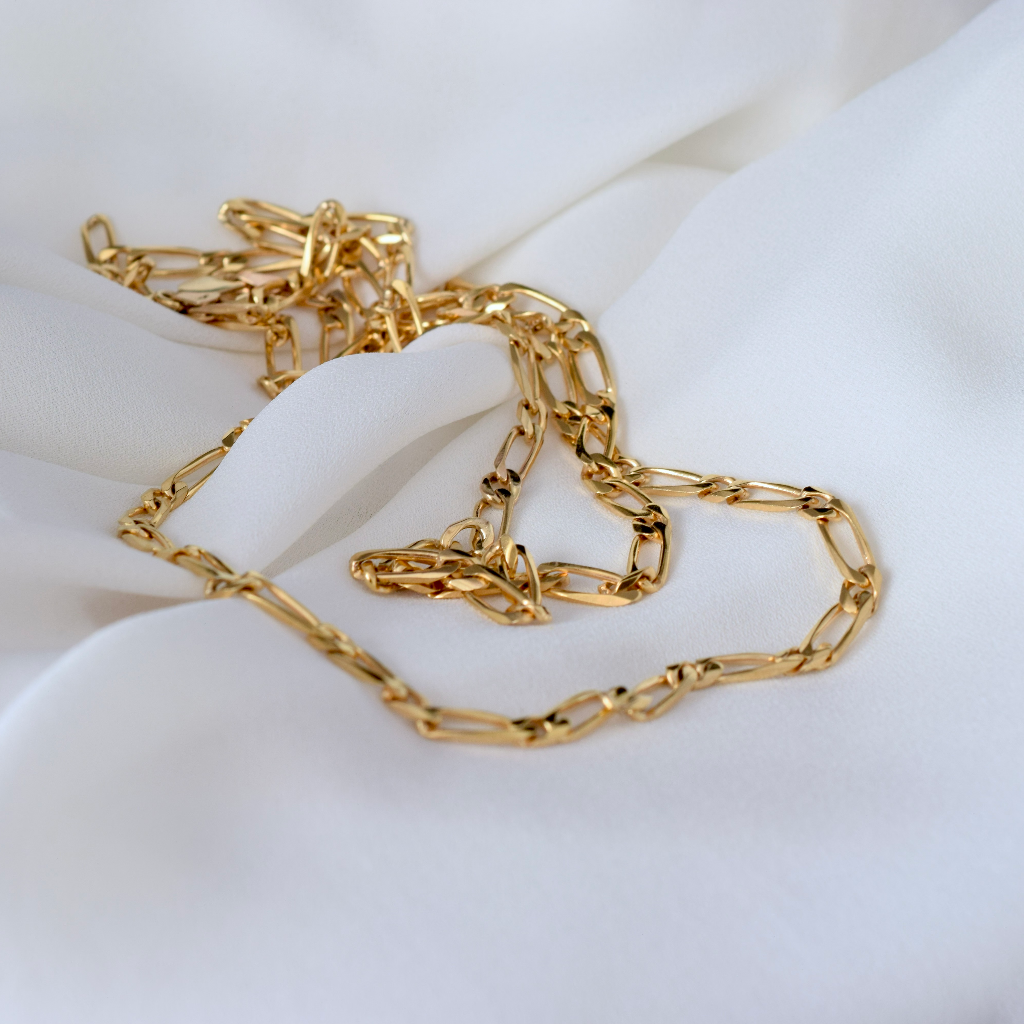 Modern 9ct Yellow Gold Figaro Chain Necklace 80cm