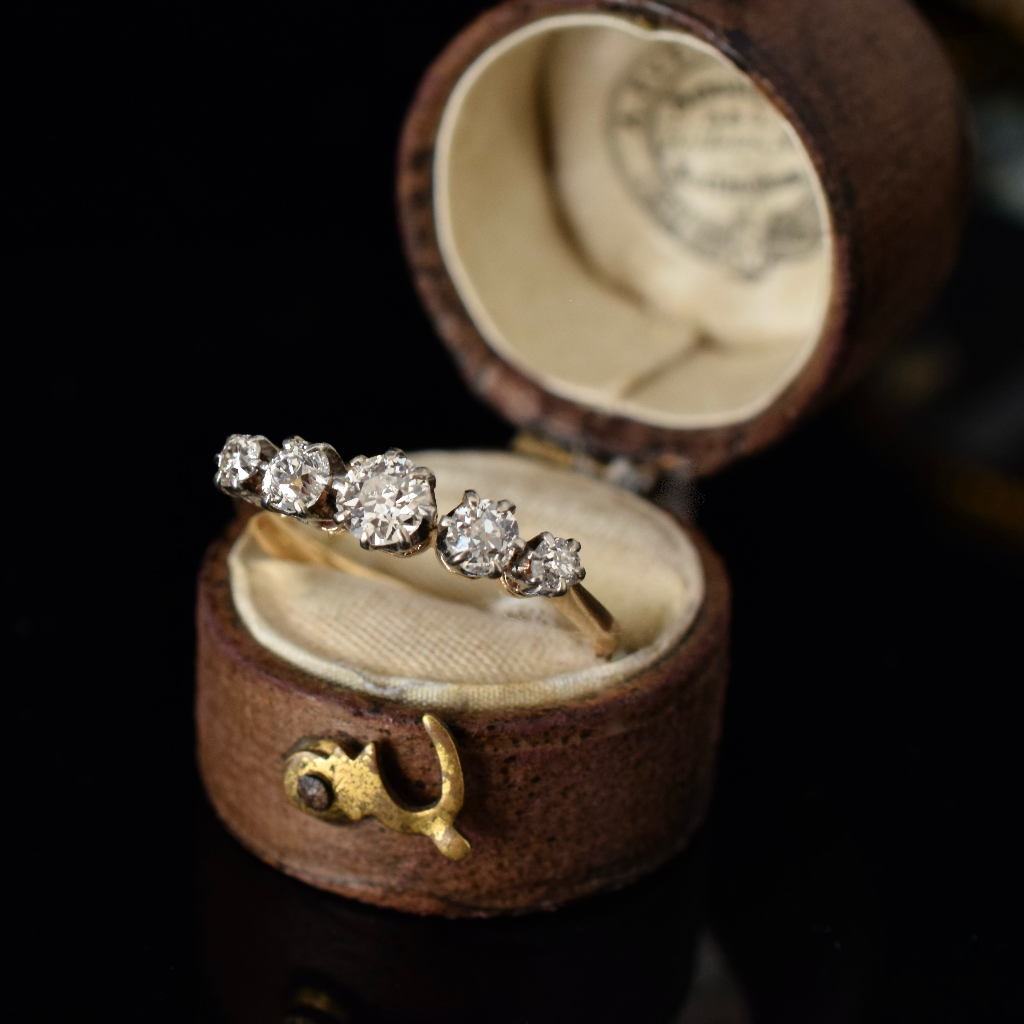 Antique Australian 18ct Gold Five Diamond Half Hoop Ring By William Dunkling Independent Valuation Included $5000 AUD