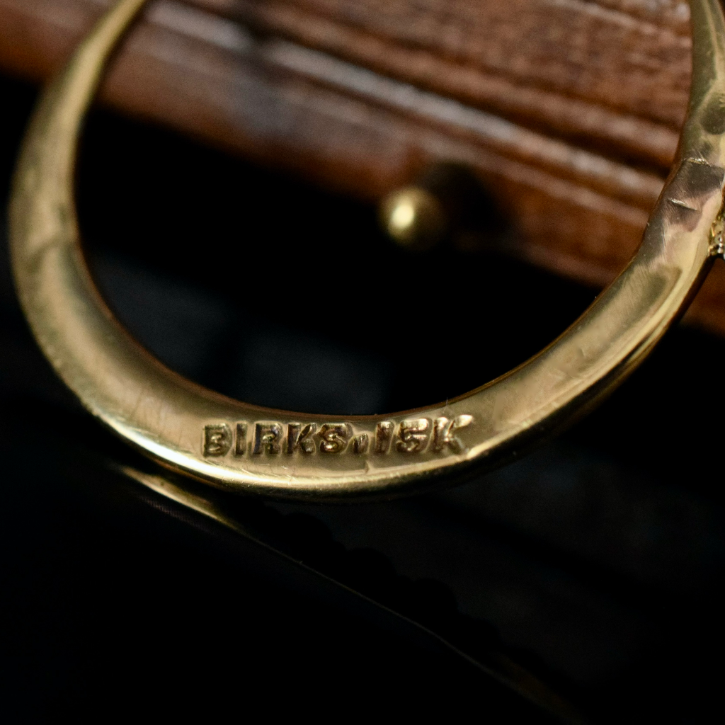 Antique Edwardian 15ct Yellow Gold Seed Pearl Crescent By Henry Birks Circa 1900