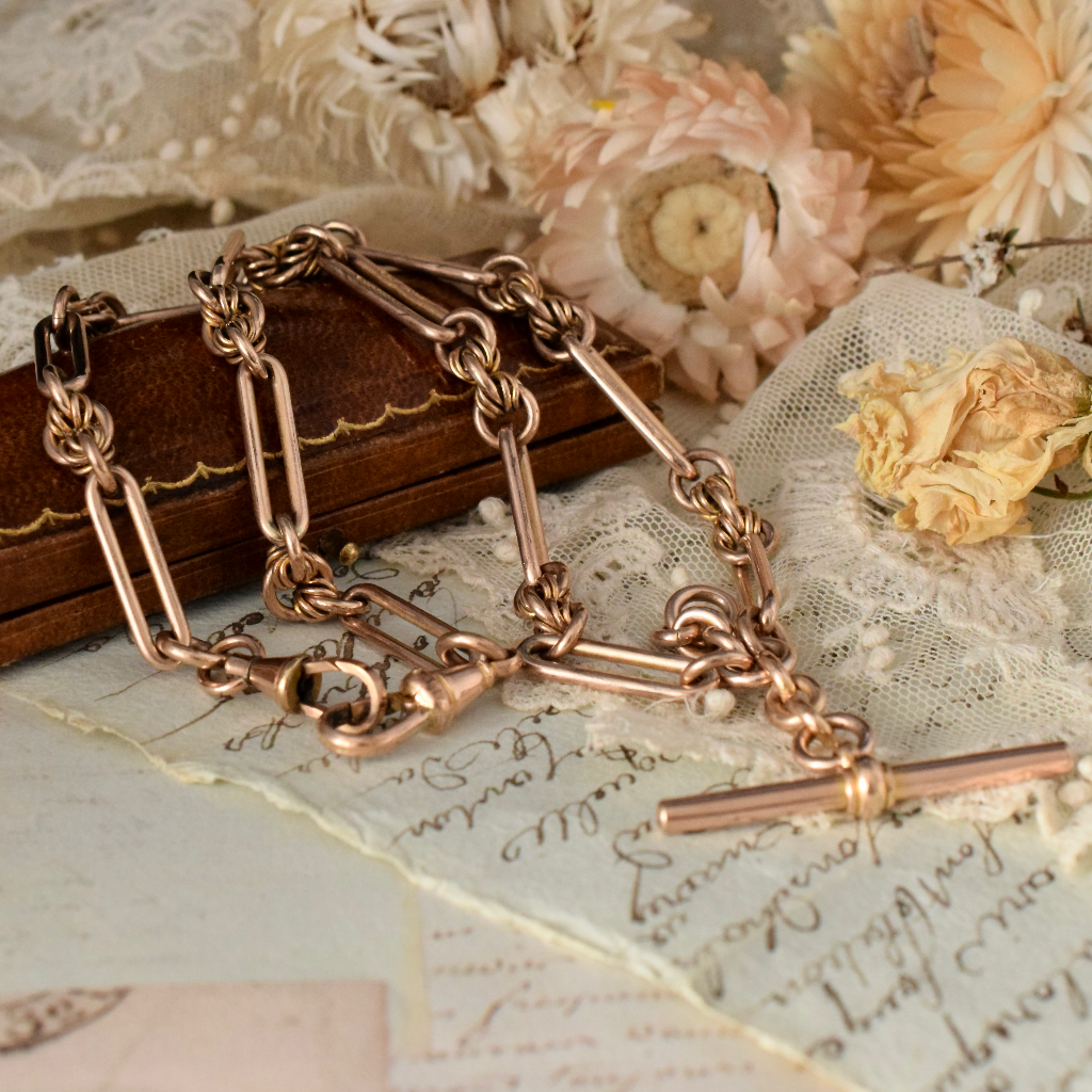 Antique ‘Rolled Gold’ Fetter and Knot Fob Watch Chain Circa 1910