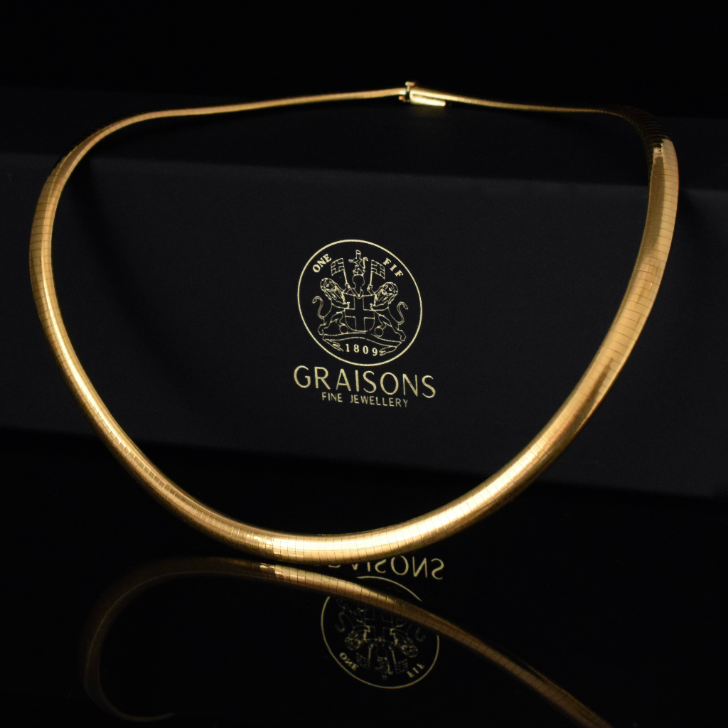 Modern 18ct Yellow Gold Italian Omega Collar Necklace 45 Grams
