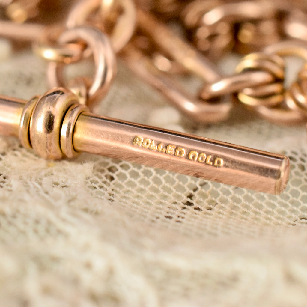 Antique ‘Rolled Gold’ Fetter and Knot Fob Watch Chain Circa 1910