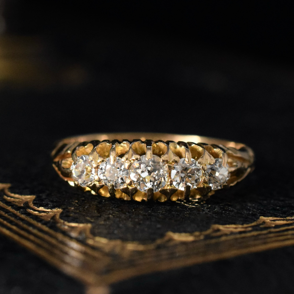 Antique 18ct Yellow Gold Five Stone Diamond Ring Circa 1900 Independent Insurance Valuation Included With Purchase $4500.00 AUD