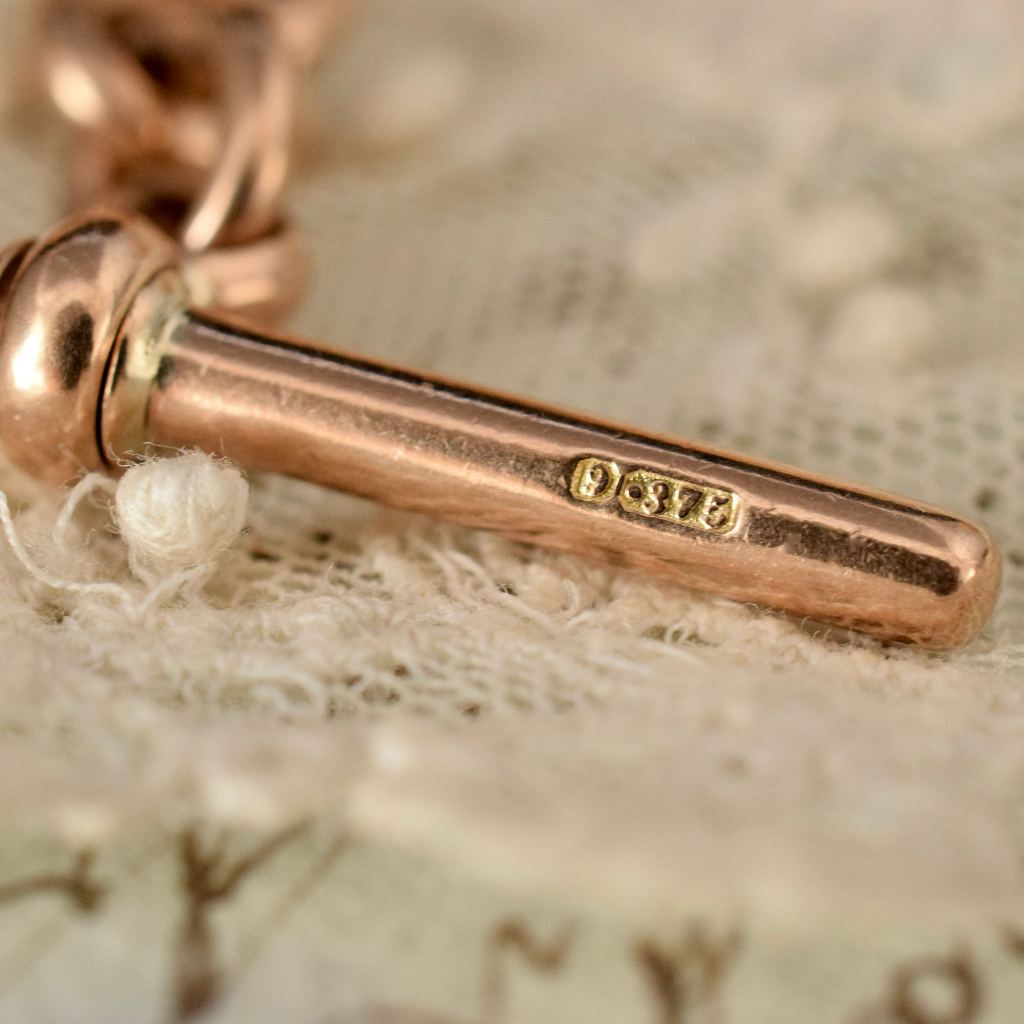 Antique 9ct Rose Gold Double Fob Watch Chain By Manton & Mole Circa 1910 42 Grams