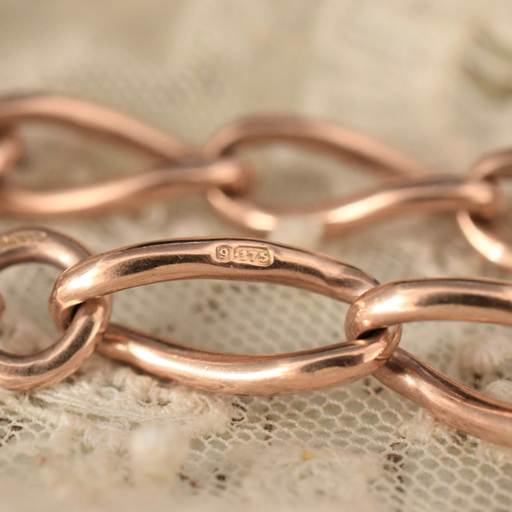 Antique 9ct Rose Gold Double Fob Watch Chain By Manton & Mole Circa 1910 42 Grams