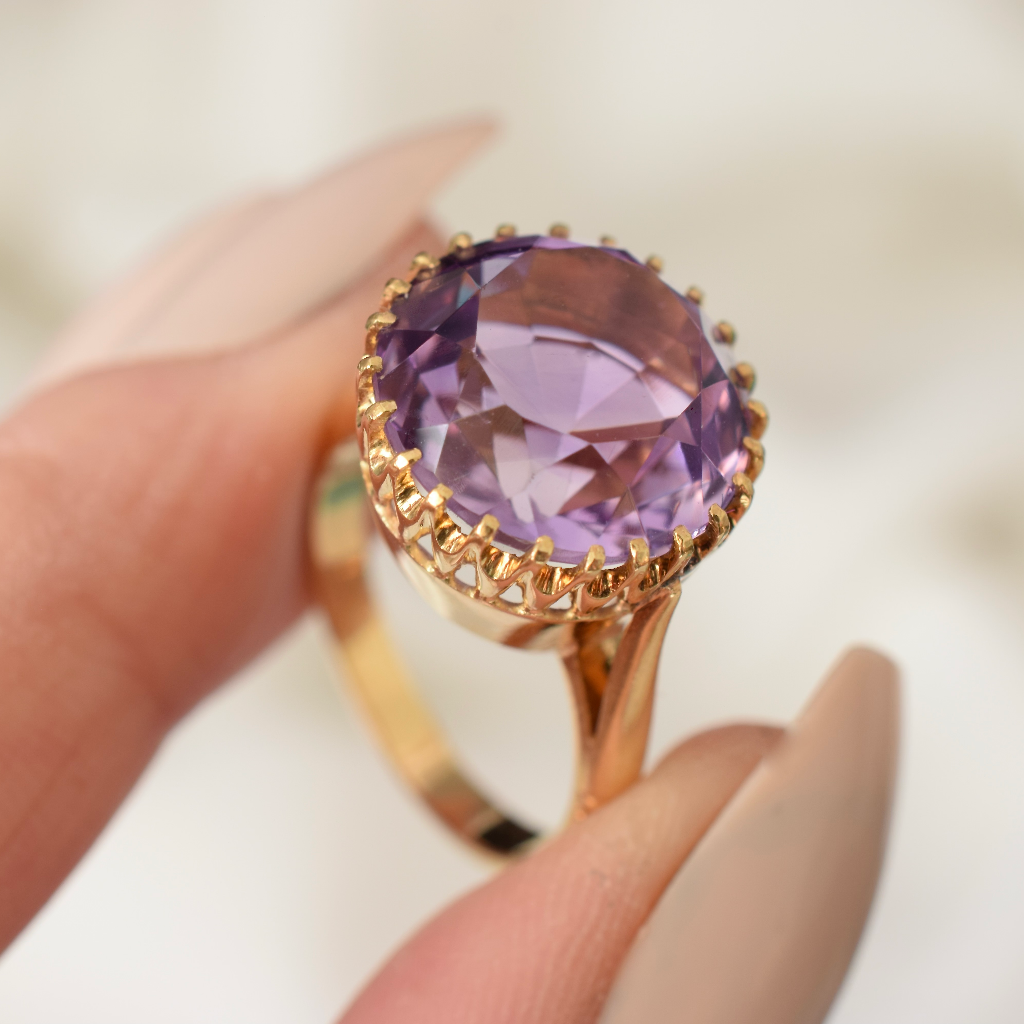 Antique/Vintage 18ct Yellow Gold Natural Amethyst Ring