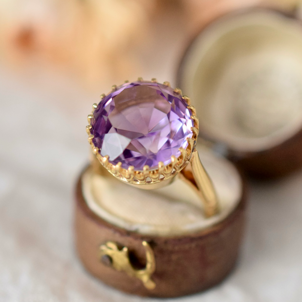 Antique/Vintage 18ct Yellow Gold Natural Amethyst Ring