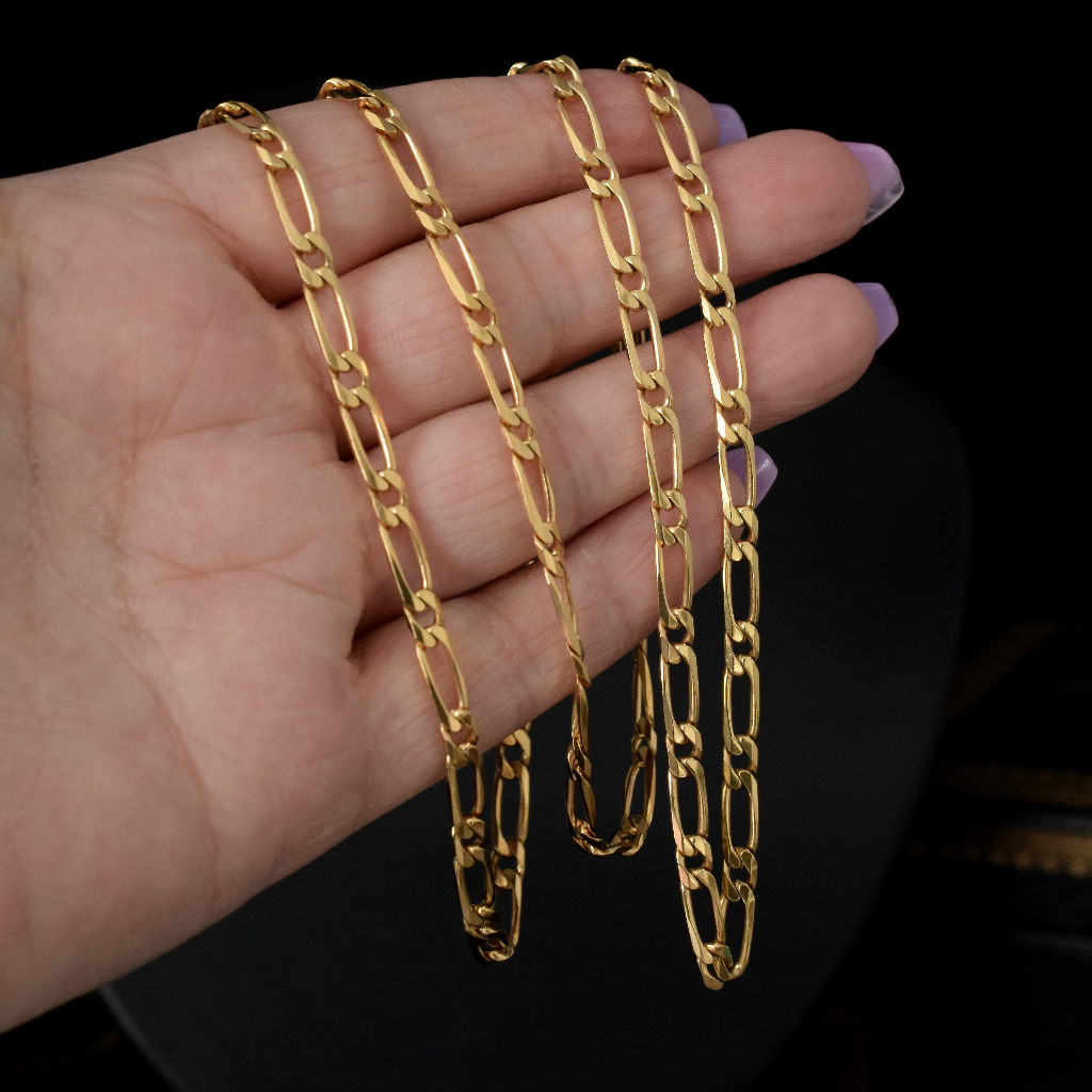 Modern 9ct Yellow Gold Figaro Chain Necklace 80cm