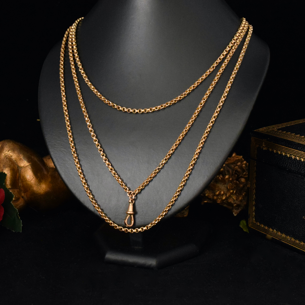Superb Antique Australian 9ct Yellow Gold Long Guard Chain Circa 1890