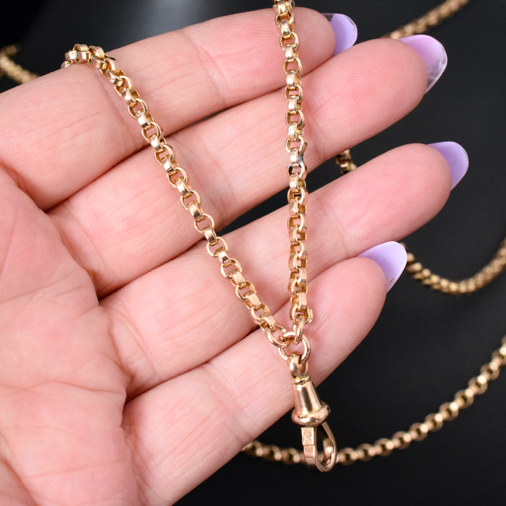 Superb Antique Australian 9ct Yellow Gold Long Guard Chain Circa 1890