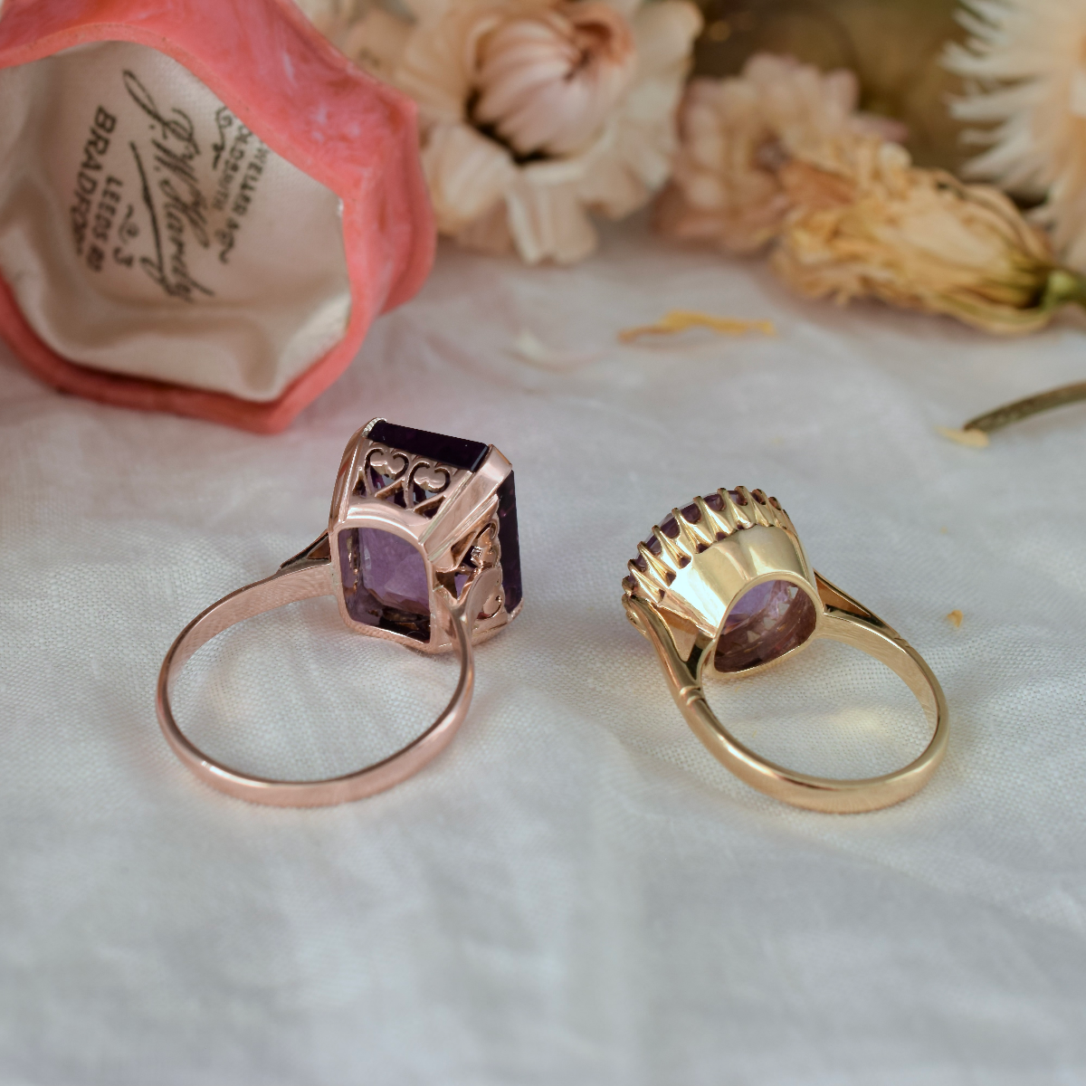 Vintage 9ct Rose Gold Natural Amethyst Ring