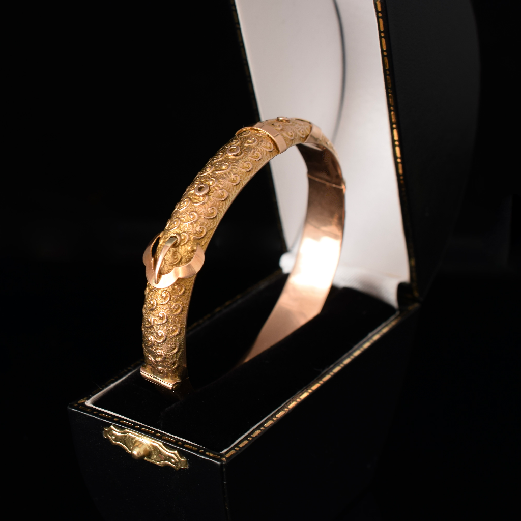 Antique Australian 9ct Rose Gold Buckle Bangle ‘Aronson & Co.’ Circa 1910