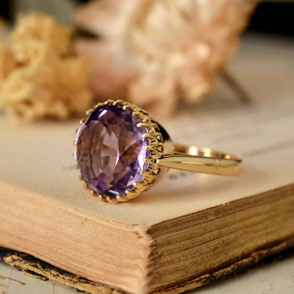 Antique/Vintage 18ct Yellow Gold Natural Amethyst Ring