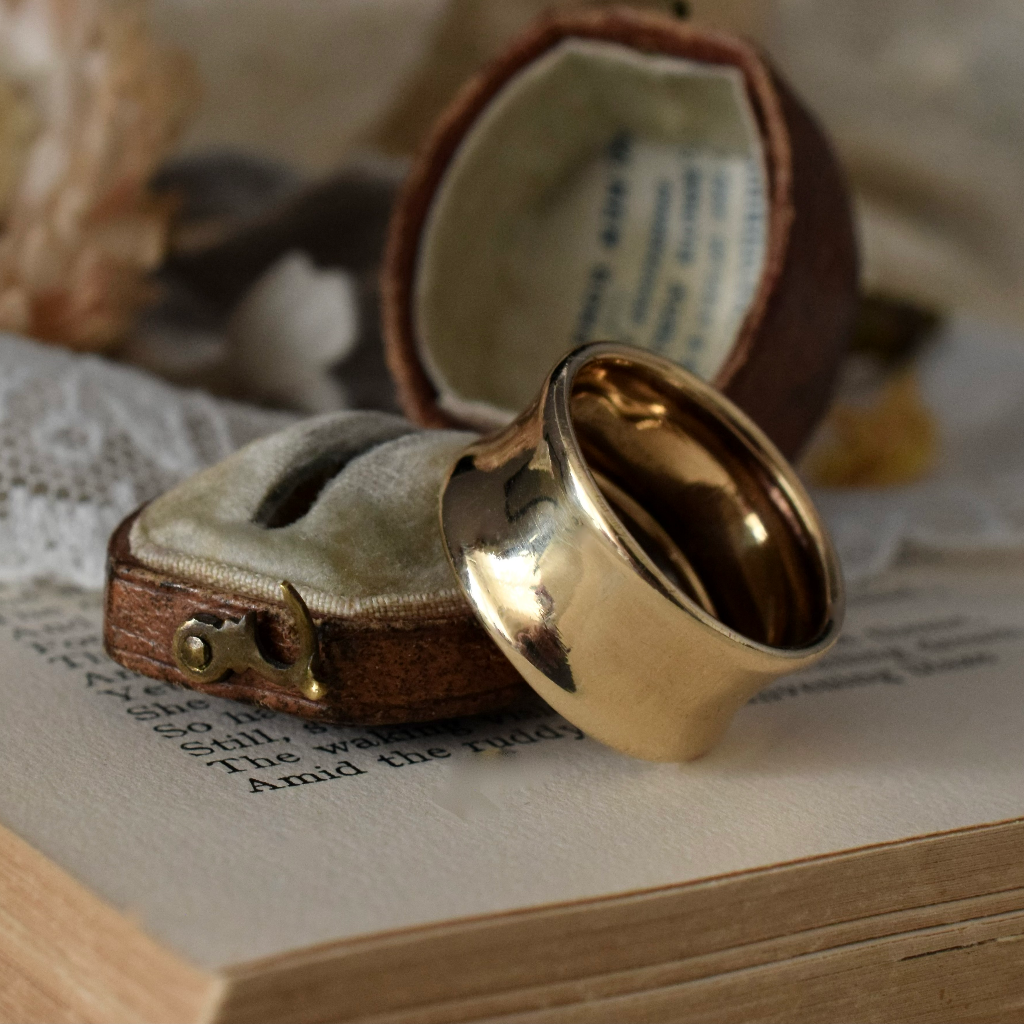 Modern 9ct Yellow Gold Wide Concave Cigar Band