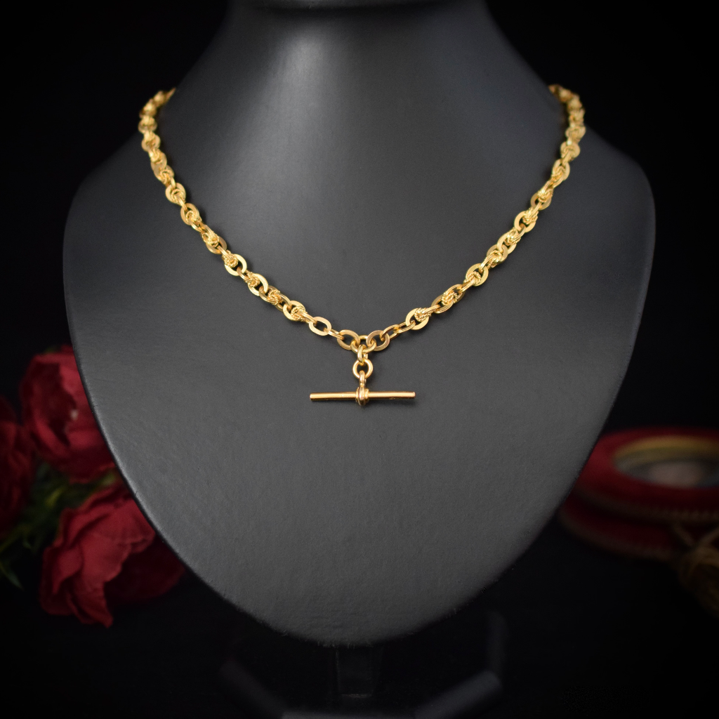 Antique Australian 15ct Yellow Gold Double Albert Watch Chain By Stewart Bros Circa 1915