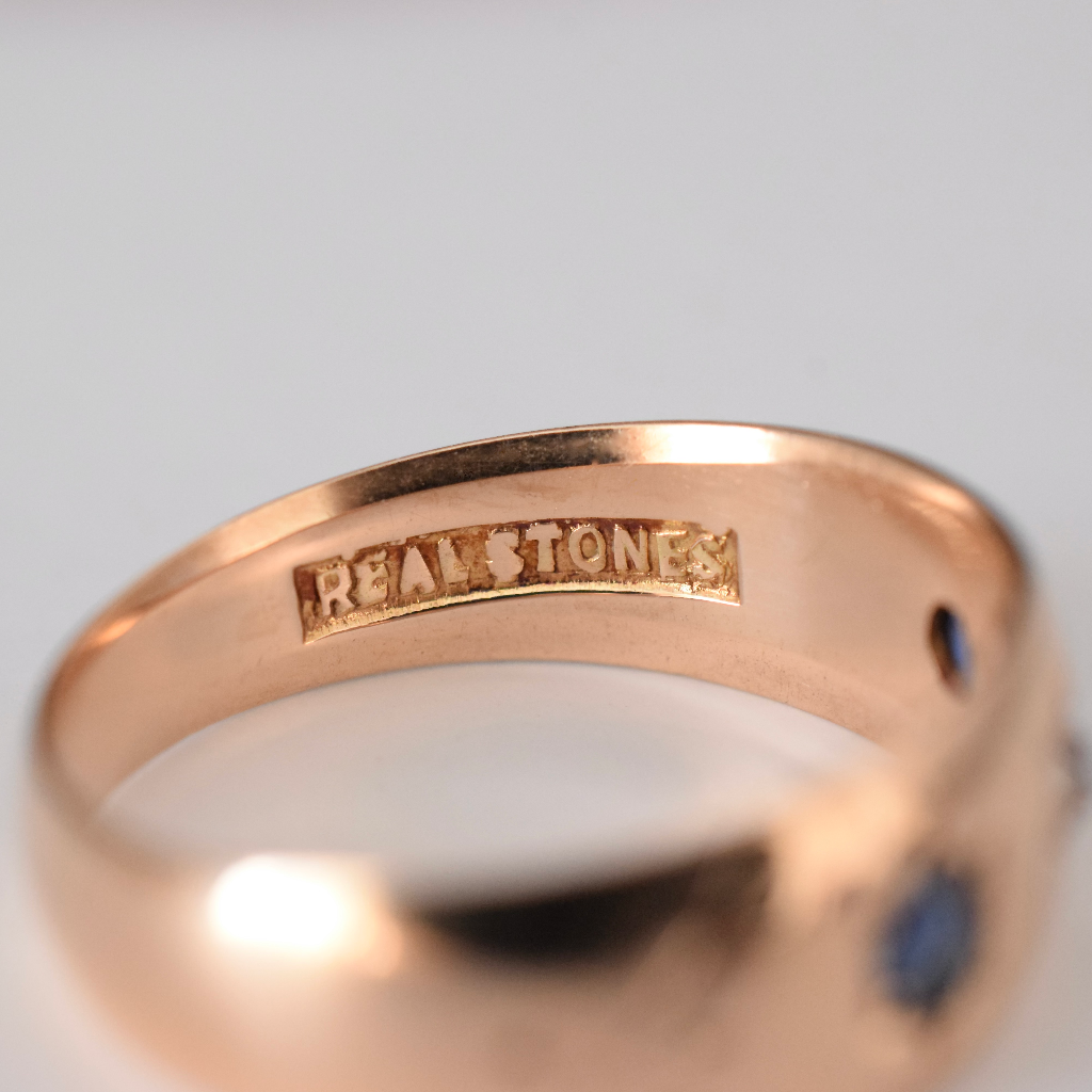 Antique Australian 15ct Rose Gold Sapphire Diamond Ring Circa 1900