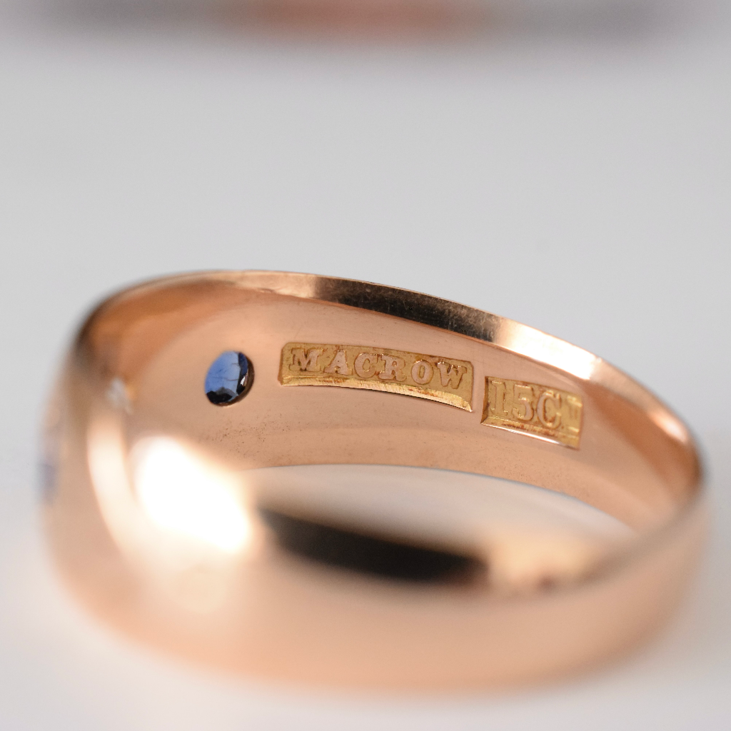 Antique Australian 15ct Rose Gold Sapphire Diamond Ring Circa 1900