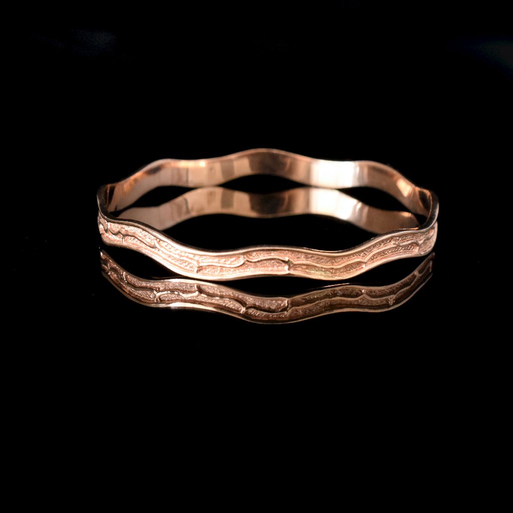 Modern 9ct Rose Gold Textured Bangle