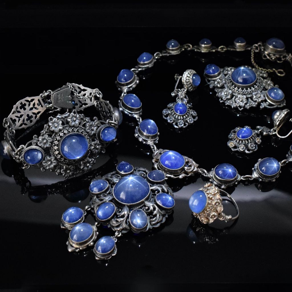 Superb Arts & Crafts Sterling Silver Parure By Zoltan White Circa 1930’s