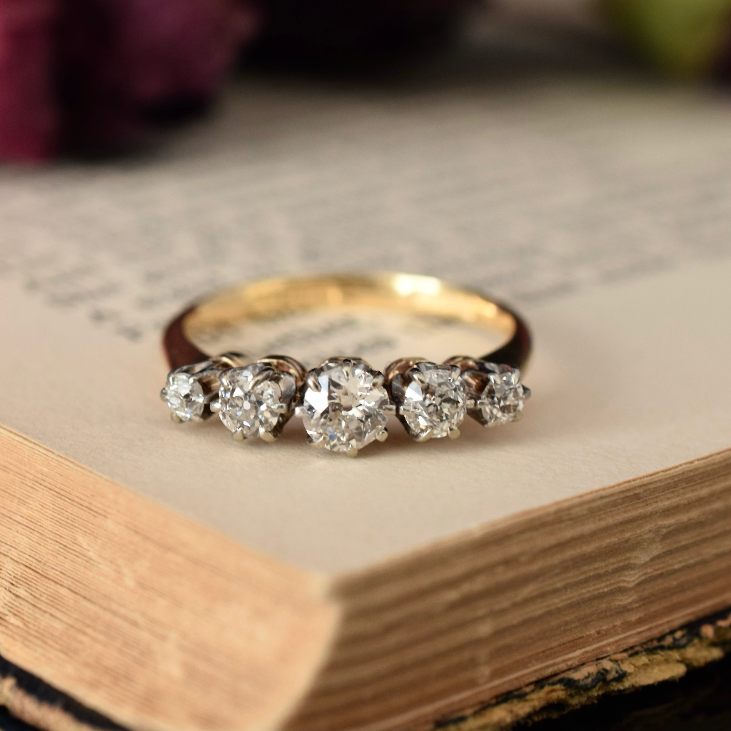 Antique Australian 18ct Gold Five Diamond Half Hoop Ring By William Dunkling Independent Valuation Included $5000 AUD