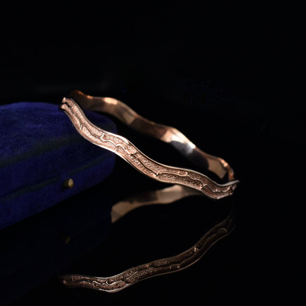 Modern 9ct Rose Gold Textured Bangle