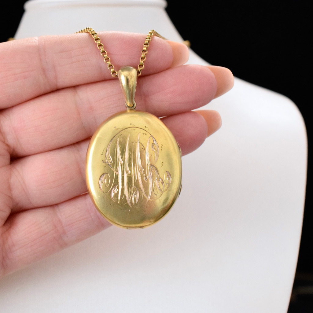 Antique Victorian 18ct Yellow Gold Enamel And Pearl Starburst Locket Circa 1880