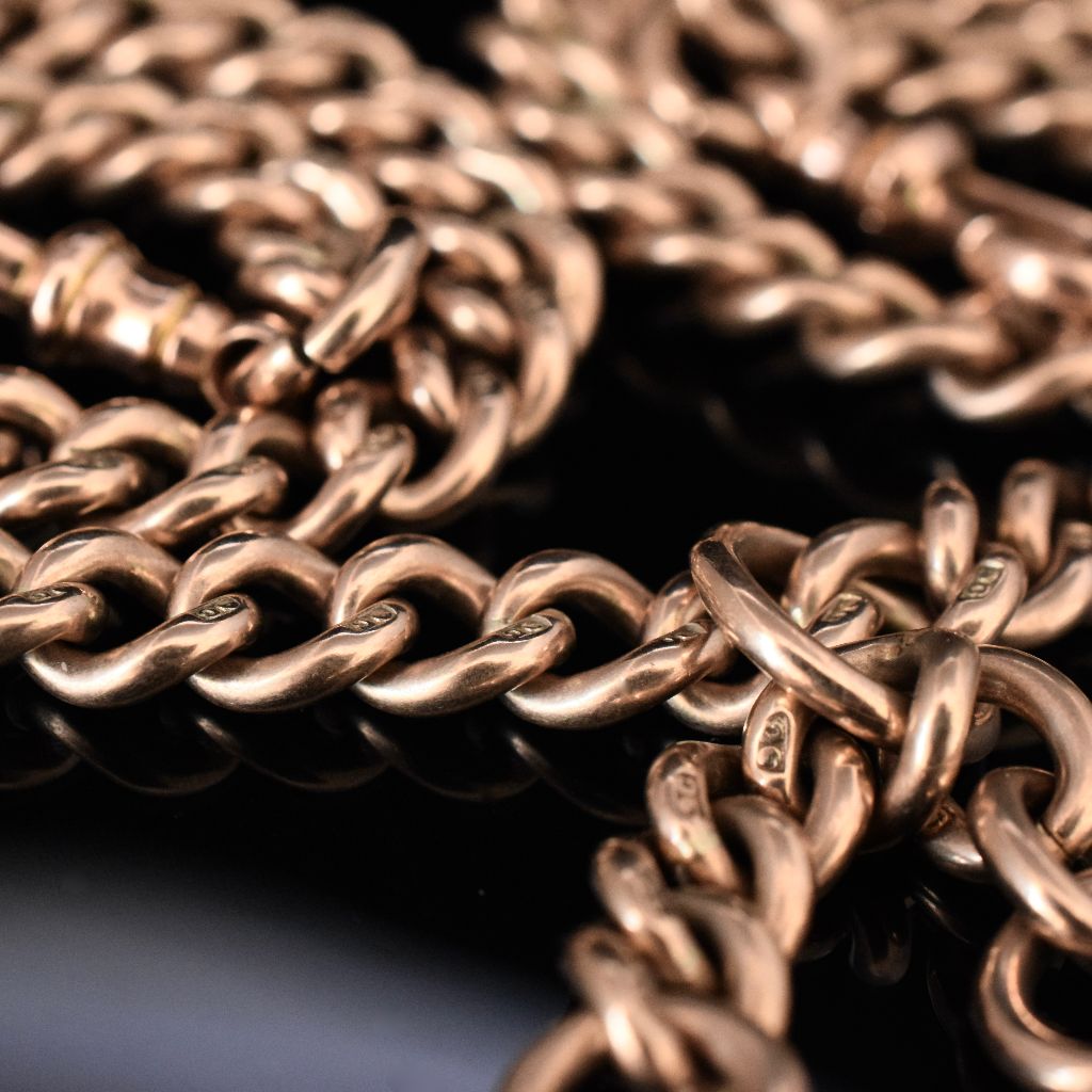Antique Australian 9ct Yellow Gold Double Albert Watch Chain 60 Grams Circa 1910