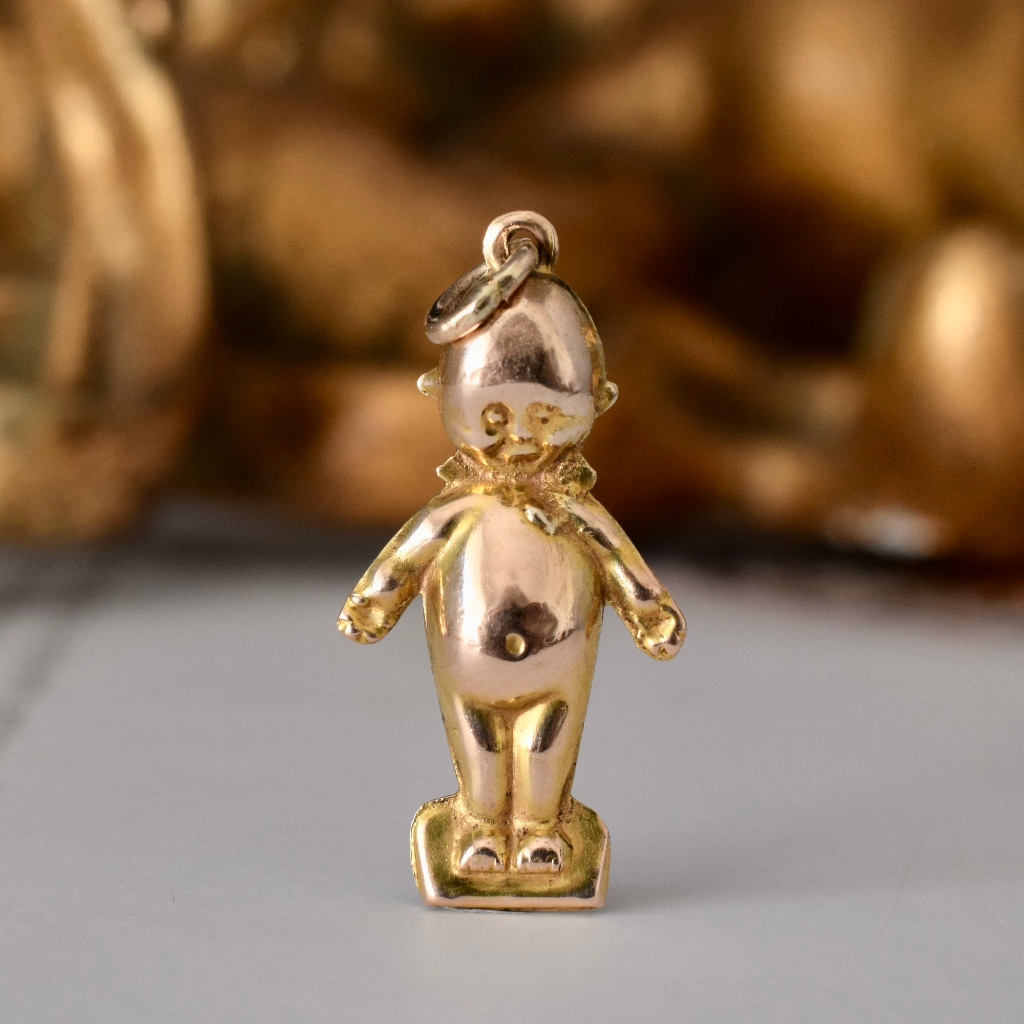 Antique Australian Edwardian 9ct Rose Gold ‘Kewpie’ Charm Pendant By A.J. Long And Co. Circa 1910