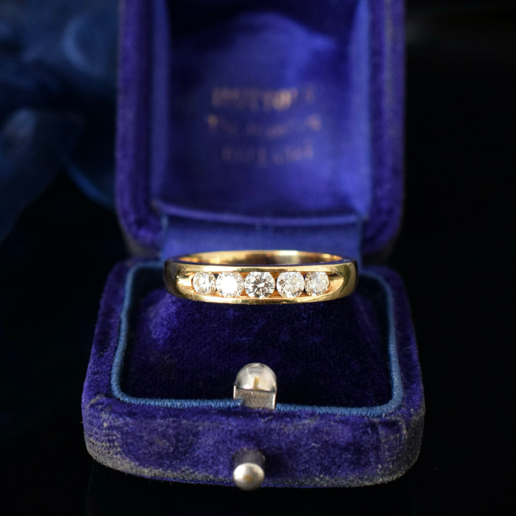 Modern 18ct Yellow Gold Five Diamond Channel Set Ring Independent Valuation Included In Purchase For $5750 AUD